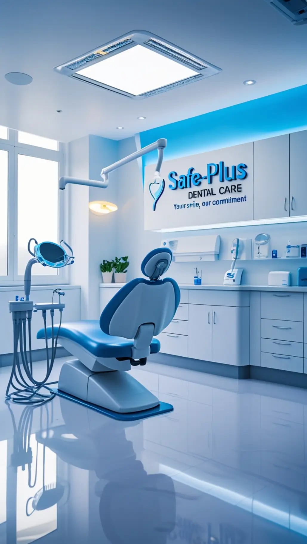 Dentist at Safe-Plus Dental Care in clinic scrubs